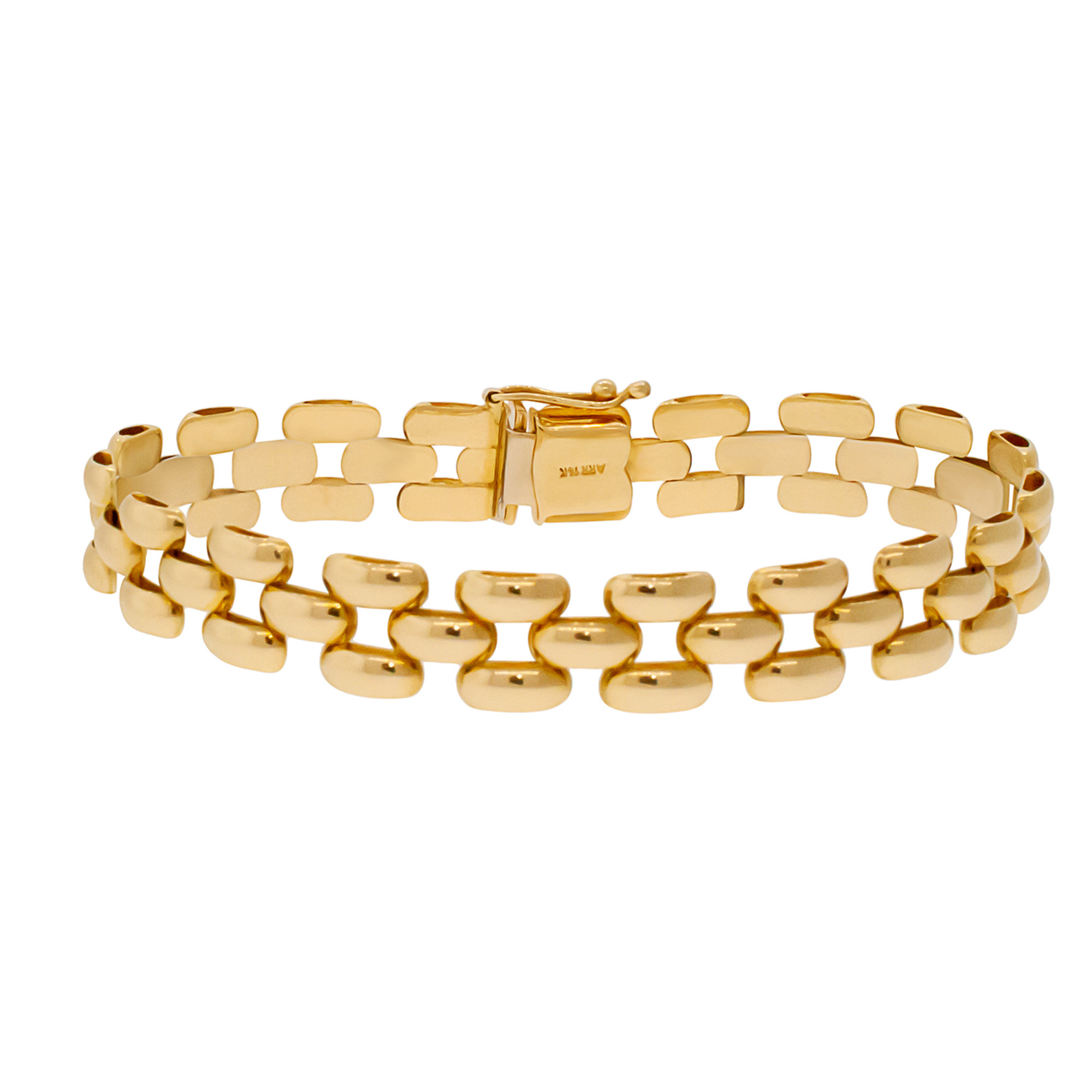 14k Gold 3 Row 8mm Panther Bracelet 7 Inches